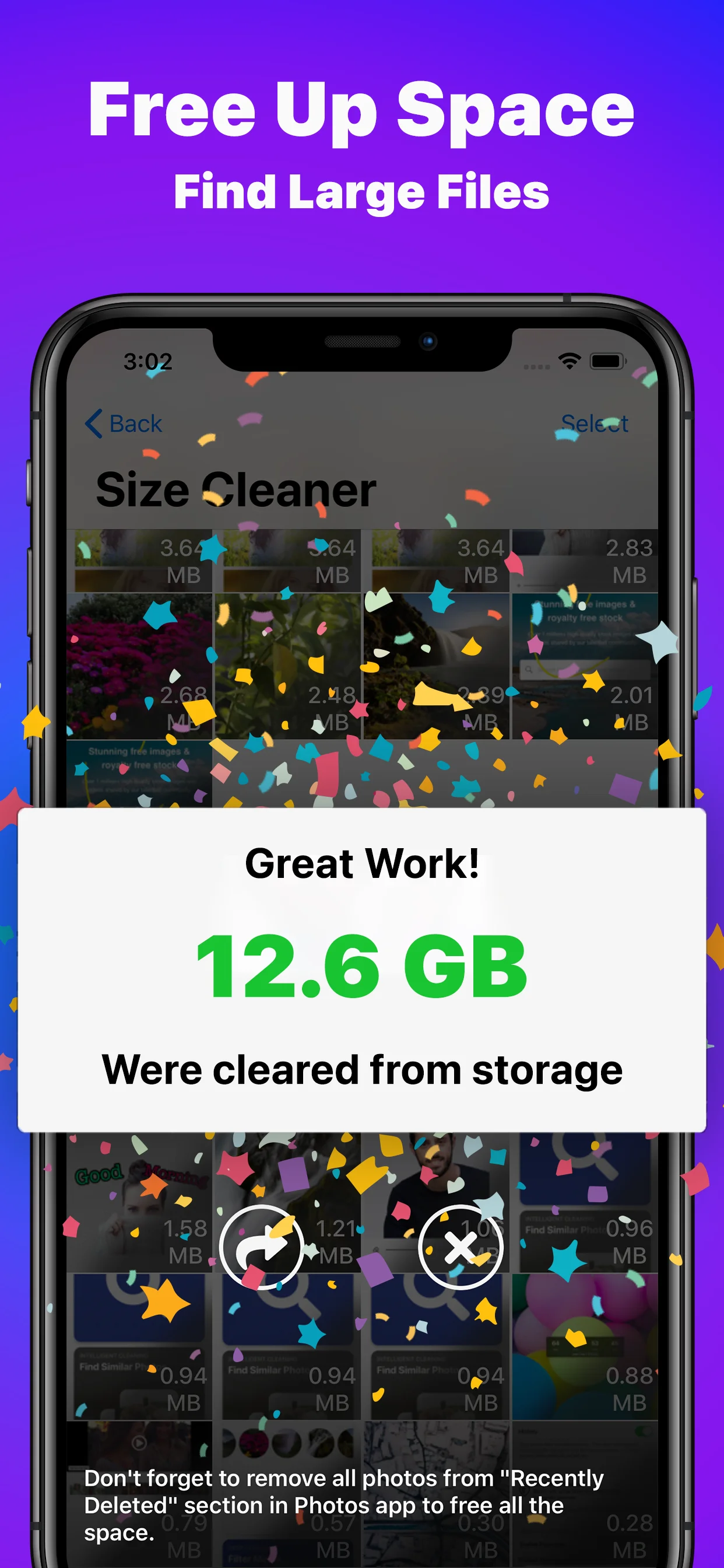 Free up a lot of storage with Size Cleaner.